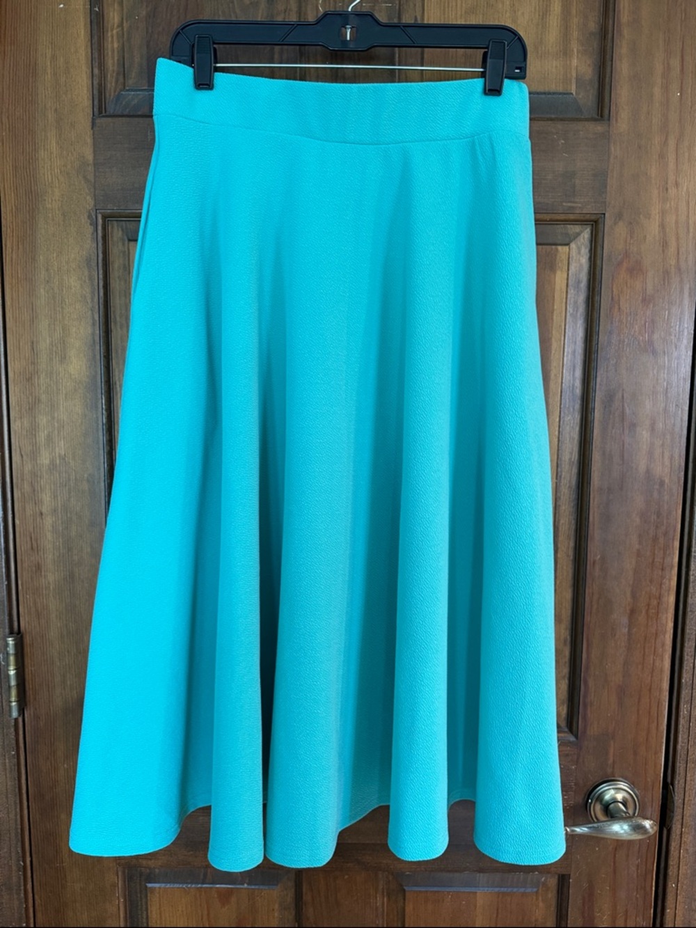 White Mark Seafoam Green Circle, Flared Midi Skirt, L